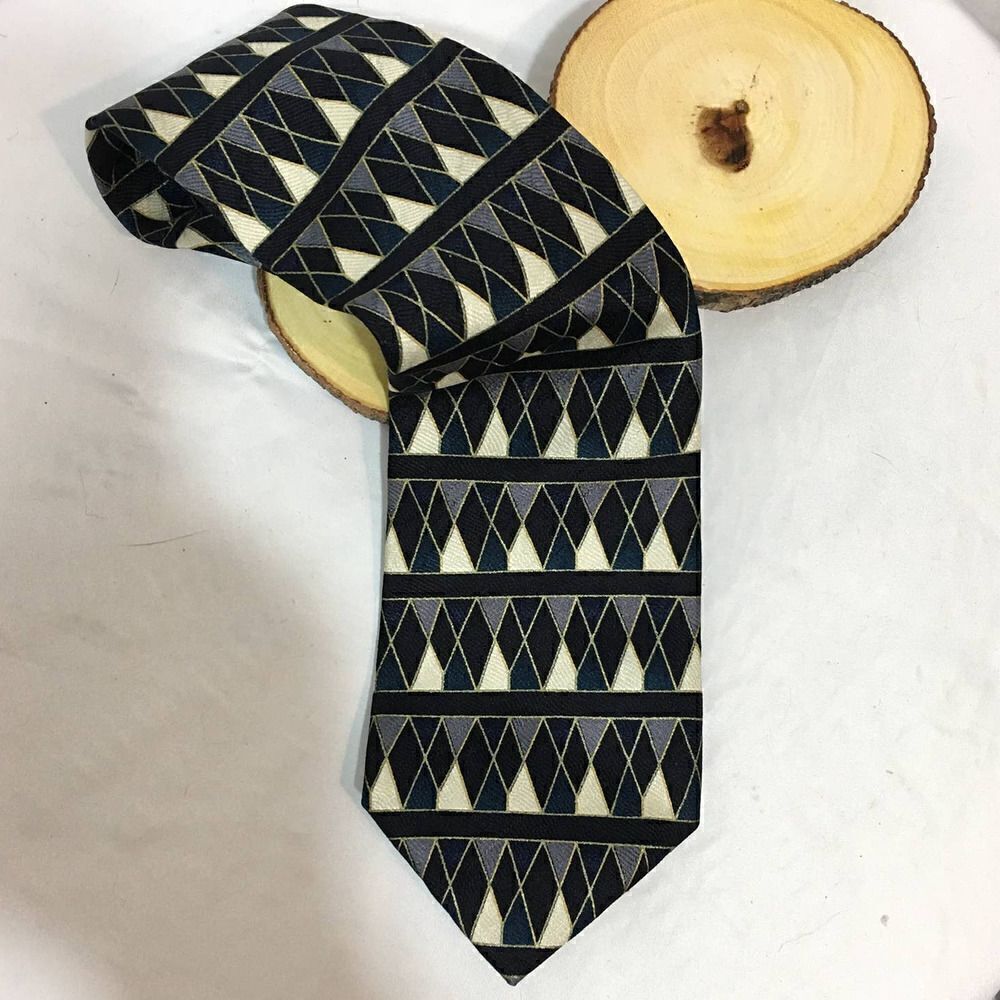 Austin Grey Geometric Silk Tie gray black